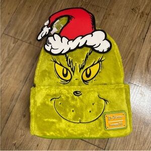 Loungefly The Grinch Santa Hat Christmas Cosplay Mini Backpack Fur Removable Hat